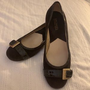 MICHAEL Michael Kors suede buckle accent heels